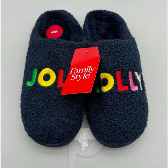 Family PJs Slippers Mens Large 10-11 JOLLY Colorful Festive Comfy Lounge Bright - Picture 1 of 9